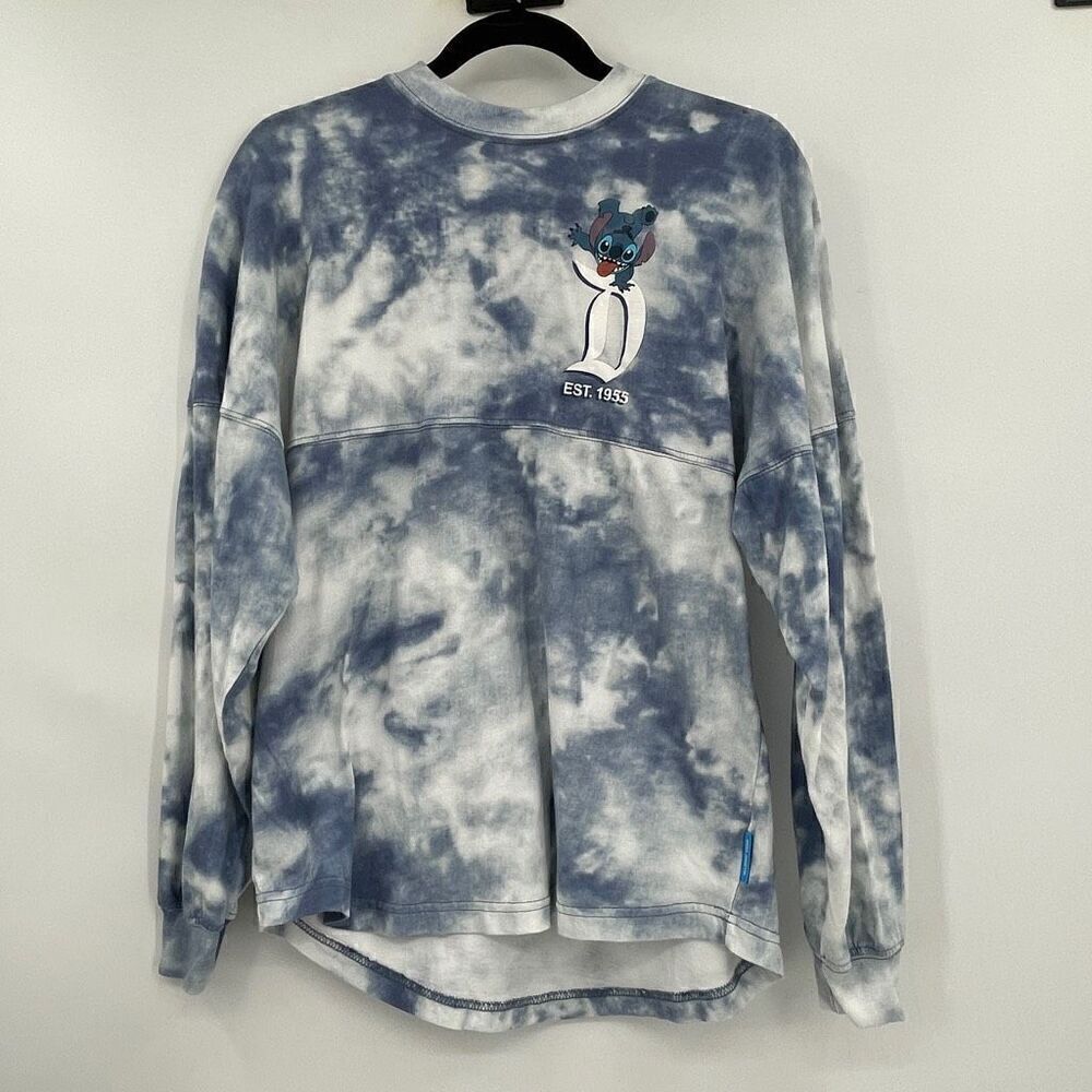 Disneyland Blue White Stitch Tie-Dye Spirit Jersey Pullover Sweatshirt XS